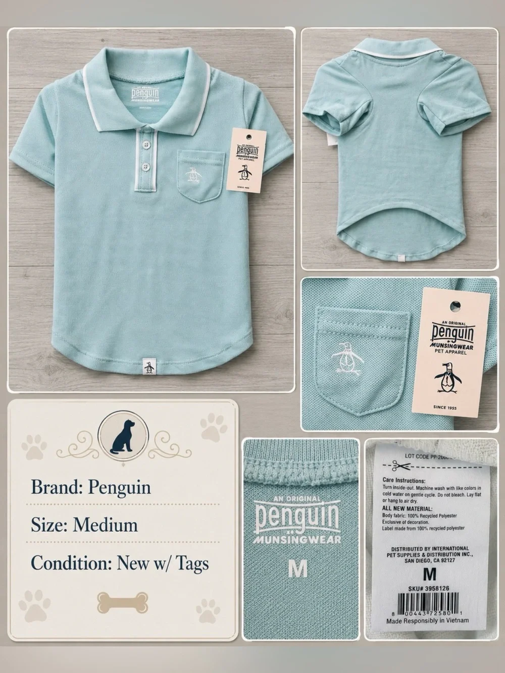 Baby Blue Dog Polo Shirt | Size: Medium | NWT